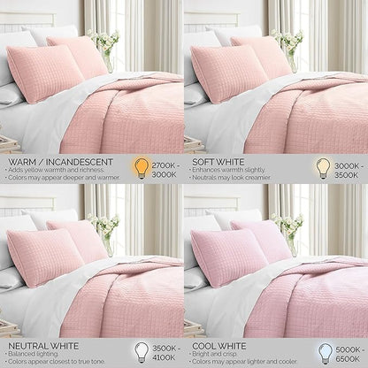 Southshore Fine Living, Inc. Pink King Quilt Set with 2 Pillow Shams, Stitched Lightweight Coverlet, King Size, Stain & Pet Hair Resistant Bedding Set, Fits Standard or California Beds, Pastel Pink