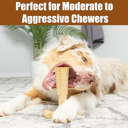 SPOT Bam-Bones Plus Coffee Wood T-Bone Dog Chew Toy, Chicken Flavor, Nylon and Coffee Wood Fiber Blend, Durable Chew for Heavy Chewers and Dogs Under 90 lbs, Non-Splintering Dental Chew, 7 Inch