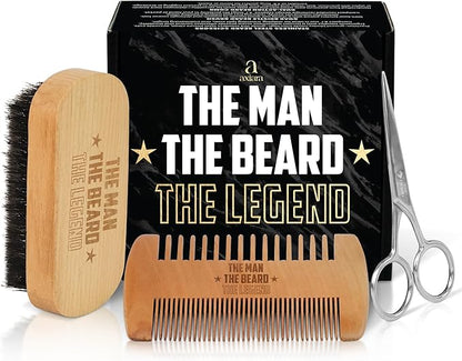 AXIARA Grooming Gifts for Men - Beard Kit Grooming and Care with Brush, Comb, Scissors & Storage Bag - Anniversary Retirement Birthday Gifts for Men Dad Grandpa, Husband Birthday Gift Ideas
