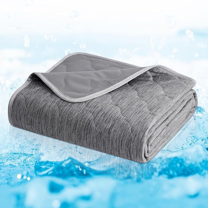 Cozy Bliss Deluxe Leakproof Cooling Blanket for Large Dogs Q-Max 0.5, Soft & Durable Washable Pet Cooling Mat for Hot Weather, Livingroom, Couch & Bed Protector for Cats, Charcoal Grey, 40"x60"
