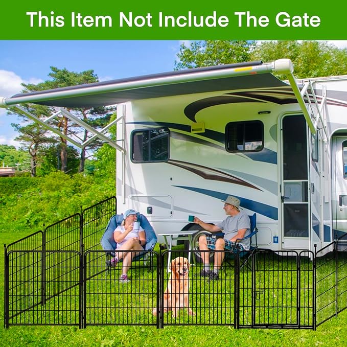 ADAVIN Tall Garden Fences and Borders for Dogs, Low Threshold Door, 48 in(H) 8 Panels Total 17.7 Ft(L) Dog Fences for the Yard, Modular Fencing, Garden Fence with Gate, Pet Fence