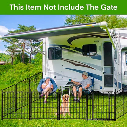 ADAVIN Tall Garden Fences and Borders for Dogs, Low Threshold Door, 48 in(H) 8 Panels Total 17.7 Ft(L) Dog Fences for the Yard, Modular Fencing, Garden Fence with Gate, Pet Fence
