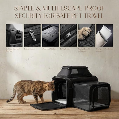 Top and Side Expandable Pet Carrier with Treat & Pet Window,18x13x9.5 Inch Southwest Frontier Airline Approved,Soft-Sided Dog Carrier for Small Dogs and Cats,Travel Cat Carrier with Locking Zippers