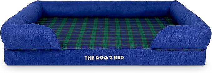 The Dog’s Bed Orthopedic Memory Foam Dog Bed with Bolsters for XL Dogs, Waterproof Washable Cover, Anti-Slip Base, Calming Surface – CertiPUR-Certified Foam, Oxford Fabric, Black Watch Tartan, XL