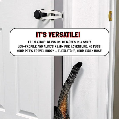 FlexLatch Cat Door Holder Latch - Black Cat Door Alternative Installs Fast Flex Latch Strap Let's Cats in and Keeps Dogs Out of Litter & Food. Safe Baby Proof One Piece No Measuring Extra Easy X-Large
