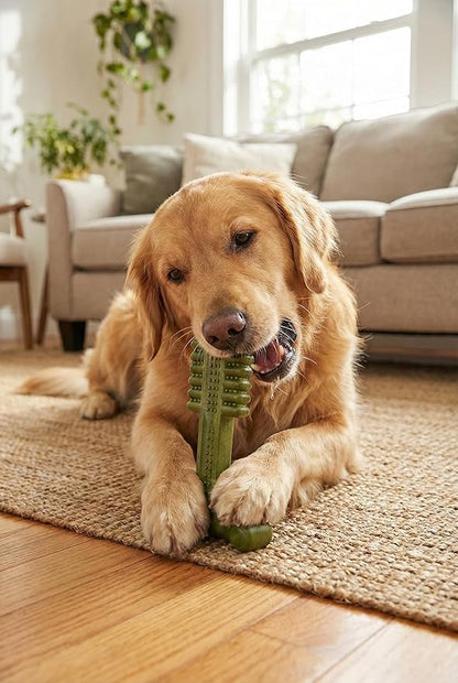 SPOT Bam-Bones Plus Toothbrush Dog Chew Toy for Large Dogs 60-90 lbs, Bamboo & Nylon Dental Chew with Mint & Baking Soda, T-Bone Shape for Moderate to Heavy Chewers, 7 Inch