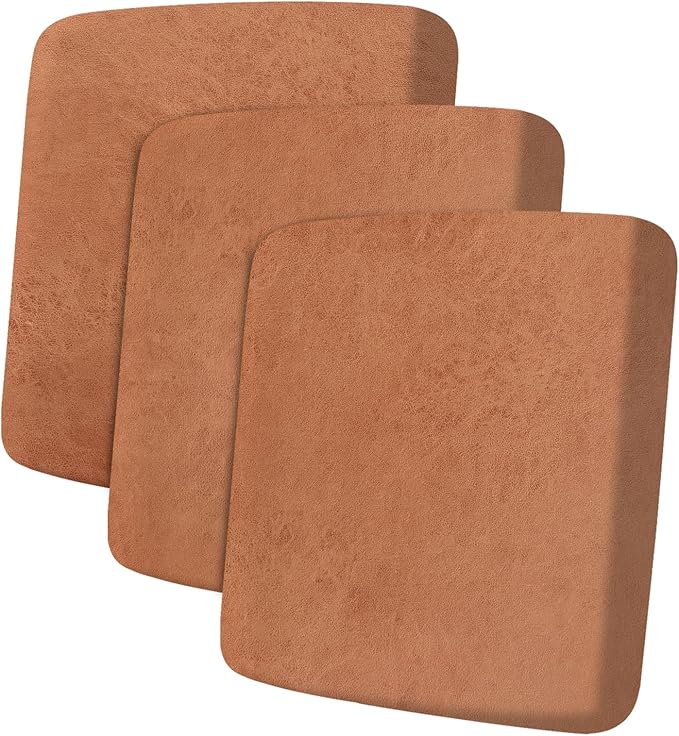 ANARACHON Leather Look Couch Cushion Covers Sofa Seat Slipcovers Sets Couches Furniture Protector for Sectional Armchair Loveseat Pets Kids Stretch Spandex Fabric (3 Cushion Sofa, Pinkish Brown)