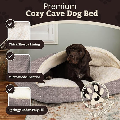 Snoozer Pet Products Luxury Rectangle Cozy Cave Dog Bed with Microsuede, Showdog Collection, Medium, Merlin Linen