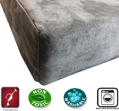 Dogbed4less Waterproof Orthopedic Cooling Memory Dog Bed for Large and Extra Large Dogs, Suede Gray Color, Jumbo 55X47X4 Inches