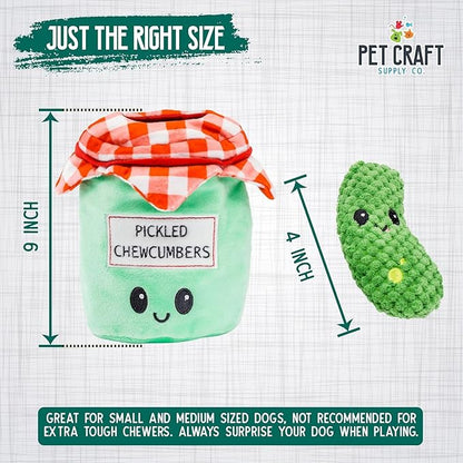Pet Craft Supply Hide and Seek Plush Dog Toys Crinkle Squeaky Interactive Burrow Activity Puzzle Chew Fetch Treat Hiding Brain Stimulating Cute Funny Toy Bundle Pack -Pickles, for Medium Breeds