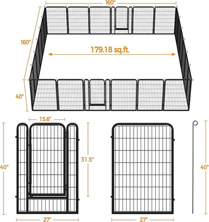Topeakmart Dog Playpen Outdoor Puppy Exercise Pen Indoor Portable Pet Fence for Yard/RV Camping, 40 Inch 24 Panels