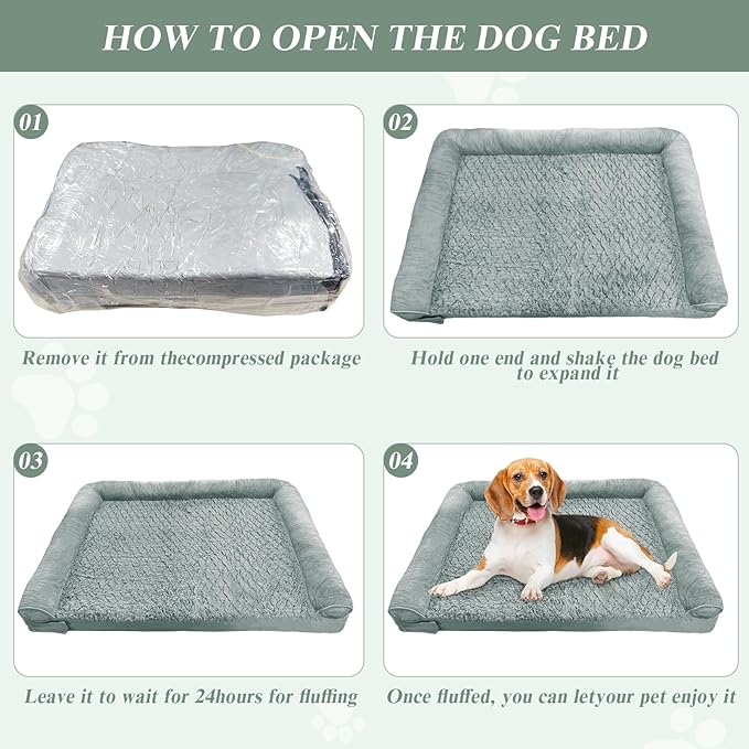 Orthopedic Dog Bed for Large Dog,Memory Foam XL Extra Large Cat Bed with Stickable Design Waterproof Pet Couch Bed with Washable Removable Cover(44 in,Darkgrey)
