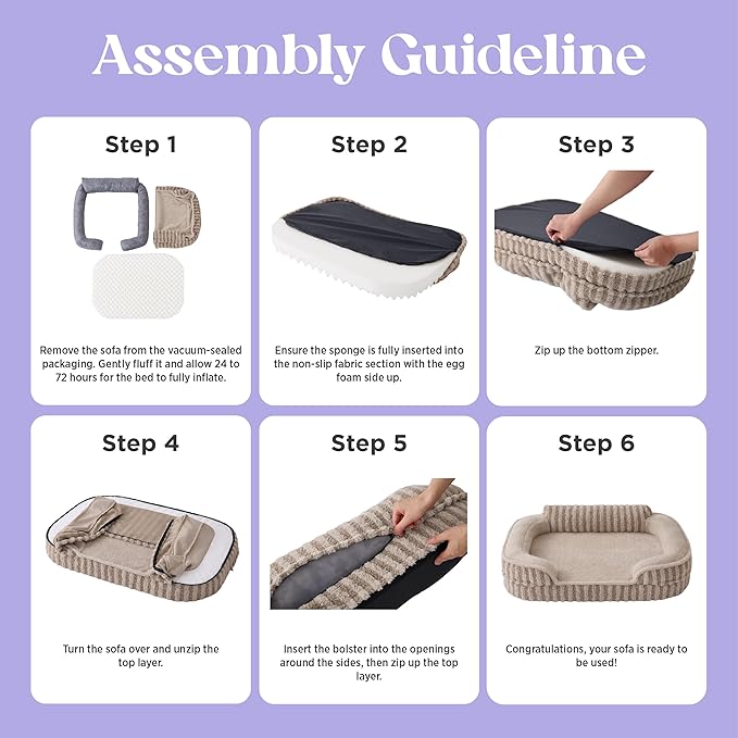 LE SURE Cute Dog Bed for Small Dogs, Orthopedic Waterproof Small Pet Beds with Sides, High Back Non-Slip Bottom and Egg-Crate Foam Puppy Couch Sofa with Washable Removable Cover, Hazel
