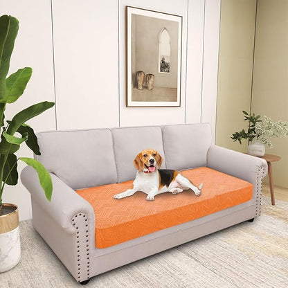 hyha Individual Couch Cushion Covers, Stretch Magic Sofa Seat Cushion Covers Washable, Dog Couch Sofa Slipcover for Pets, Kid with Elastic Bottom(Large, Orange)