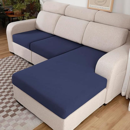 Waterproof Couch Cushion Covers 2 Seat Covers, Stretch Individual Seat Covers for Sectional Sofa, Reversible Couch Sofa Protector Covers for Kids Pets (2-Piece Loveseat Cushion Cover, Navy)