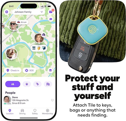 Life360 Tile - Bluetooth Tracker, Keys Finder and Item Locator for Keys, Bags and More. Phone Finder. Both iOS and Android Compatible. 1-Pack (Aqua Lemon)