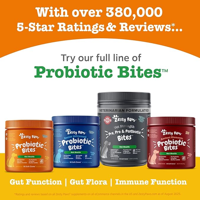 Zesty Paws Chew No Poo Bites for Dogs - Coprophagia Relief - Stool Eating Deterrent Soft Chews for Dogs - Gut, Periodontal & Immune System Support with Probiotics - Chicken - 90 Ct