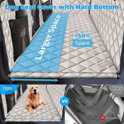 URPOWER 2026 Upgraded Back Seat Extender for Dogs - Large Hard Bottom Dog Car Seat Cover Holds 550lbs, Waterproof Dog Hammock Pet Bed with High-Density Foam Non-Slip Backseat Protector