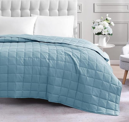 Casa Platino Quilted Blanket Twin XL Size - Pre Washed - Soft & Lightweight Bed Blanket - All Season Down Alternative Blankets - French Blue