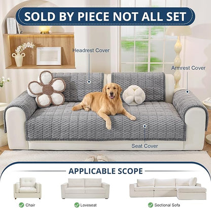 OstepDecor Washable Couch Cover for Dogs, Thick Pet Friendly Sofa Covers, Soft Couch Protector, Paw Cart Sofa Slipcovers, Cushion Protector for Leather, Sectional, Loveseat (35.4" x 70.9", Grey)