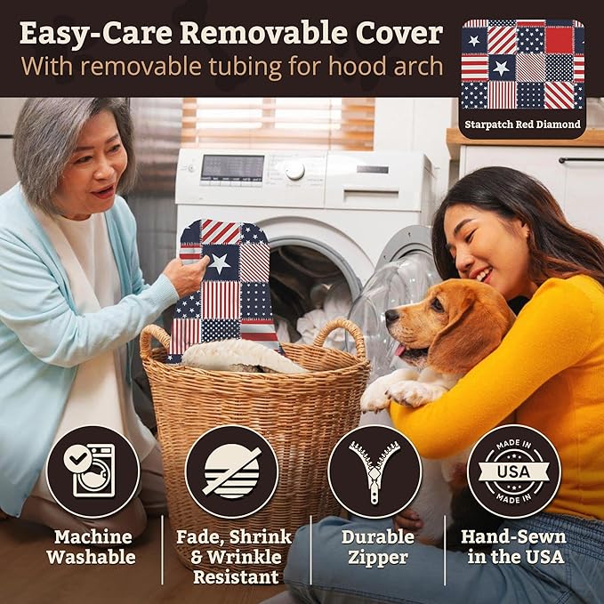 Snoozer Pet Products Luxury Rectangle Cozy Cave, Wag Collection, Small, Starpatch Red Diamond
