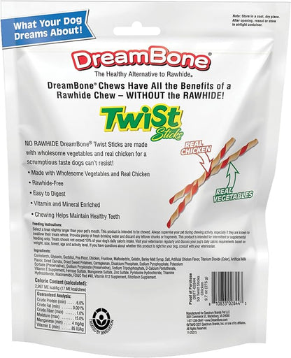 DreamBone Twist Sticks, Made with Real Chicken, Rawhide-Free Chews for Dogs, 50 Count (3 Pack)