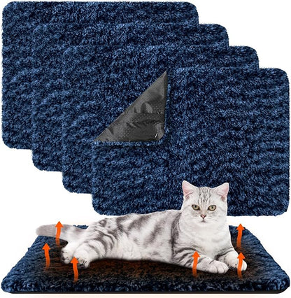 Drydiet 4 Pack Self Warming Cat Pads Self Heating Cat Mat Washable Homeless Dogs Thermal Pads Kennel Pad Reflects Body Heat Warm Crate Bed Mat for Indoor Outdoor Pet