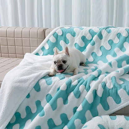 Waterproof Pet Blanket Blue Super Big Dog Blankets for Bed 85x85in Couch Sofa Covers for Puppy Cats Furniture Protection Washable Reversible Covers (Blue Wave,XXL)