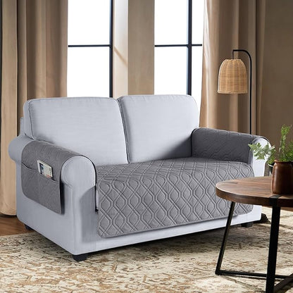 VANSOFY Couch Cover, Waterproof Sofa Covers Washable Slipcover Furniture Protector Couch Seat Covers Non-Slip Couch Cover for Dogs, Pets(Loveseat, Light Gray)