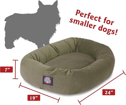 Majestic Pet 24 Inch Suede Calming Dog Bed Washable – Cozy Soft Round Dog Bed with Spine Support for Dogs to Rest their Head - Fluffy Donut Bed 24x19x7 (Inch) - Round Pet Bed Small – Sage