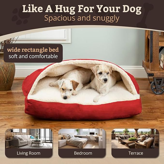 Snoozer Pet Products Rectangle Cozy Cave Dog Bed, Extra Large, Red
