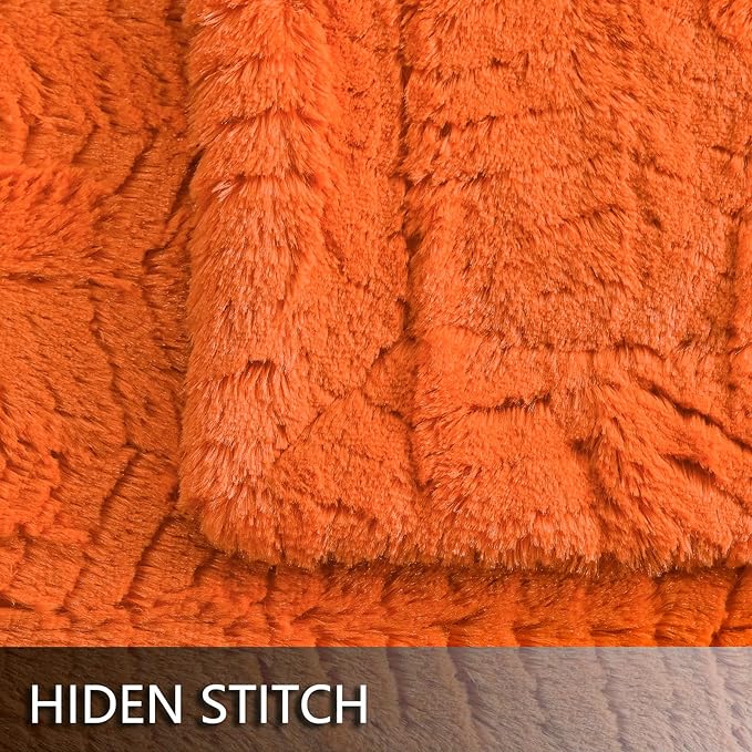 YUSOKI Luxury Faux Fur Blanket for Queen Size Bed 2 Layers,7.3lb,All Ages,Home Decoration Without Pillows (Burnt Orange,90"x90")