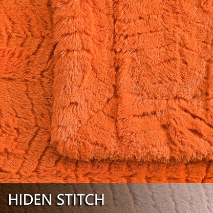 YUSOKI Luxury Faux Fur Throw Blanket(Without Pillows) 2 Layers,3lb,All Ages,Home Decoration, (Burnt Orange,50" x 63")