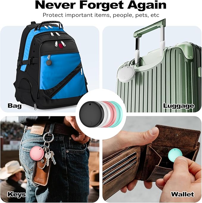 Air Smart Tag Tracker for Android, Google Android Tag Tracker Work with Google Find My Device (Find Hub), Key Finder/Luggage Tracker/Item Locator (Macaroon, 4 Pack)