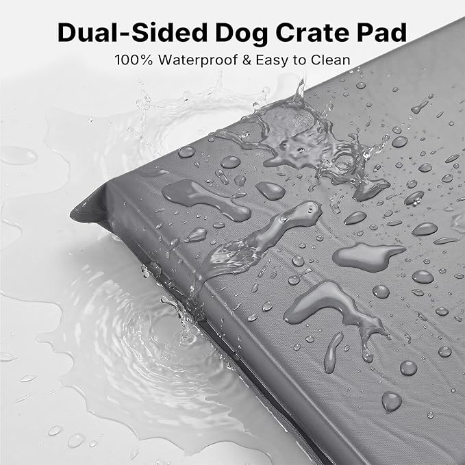 Veehoo Outdoor Waterproof Dog Bed, Water-Resistant Orthopedic Dog Bed for Small Medium Dogs 30 Inch Pet Bed Crate Pad Mattress, Gray