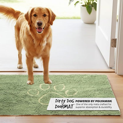 Dog Gone Smart Dirty Dog Doormat - Fast Drying Rug with Super Gripper Backing for Clean Floors - Super Absorbent and Machine Washable Mat for Muddy Paws - Sage Green