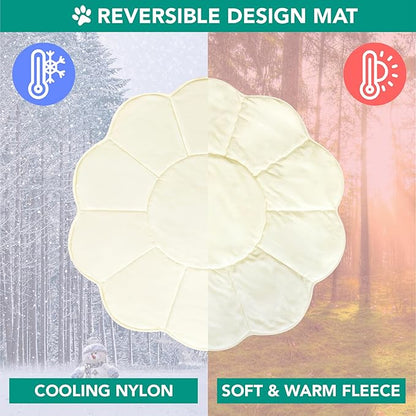 PetAmi Dog Cooling Mat, Flower Shape, Reversible Cooling Nylon Blanket Soft Fleece Pet Pad for Dogs Cats, Summer All Season Use Q-Max>0.3, Small 35x35 in, Beige