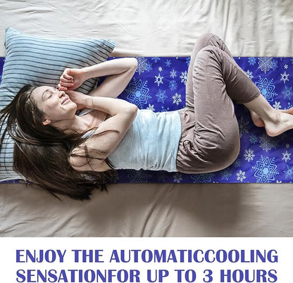 Drydiet Cooling Pad Mat for Sleep Cooling Mattress Pad Gel for Bed, Relieve Pain, Summer Hot Flashes, Adult, Pets, No Water or Electricity Required(Snowflake,Blue,White,60 x 20 Inch)
