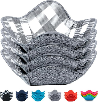 Aticca Microwave Bowl Cozy Holders for Hot Food Set of 4 Hot Pads for Bouillon Cups Multipurpose Heat Proof Plate Holder