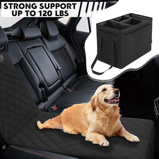 HOMBYS Back Seat Extender for Dogs,Dog Car Seat Cover with Storage Car Organizer,Dog Car Seat Extender with Storage for Front or Back Seat,Waterproof Scratch Proof Cover for Cars Trucks and SUVs,Small