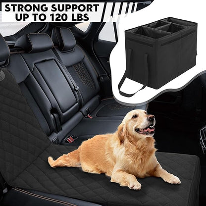 HOMBYS Back Seat Extender for Dogs,Dog Car Seat Cover with Storage Car Organizer,Dog Car Seat Extender with Storage for Front or Back Seat,Waterproof Scratch Proof Cover for Cars Trucks and SUVs,Small
