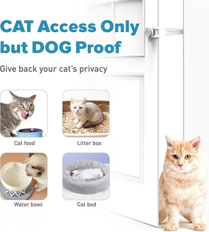 Neobay Cat Door Latch with Stabilizer, 7 Sizes Adjustable Cat Door Holder Latch to Keep Dog Out of Litter Box, No-Drill & Portable for Interior Doors, White, 1 Pack