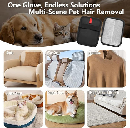 Pet Hair Removal Gloves - Gentle Deshedding Brush for Dogs & Cats, Efficient Fur & Hair Removal, Perfect for Home & Outdoor Use, Comfortable, Easy to Clean & Durable