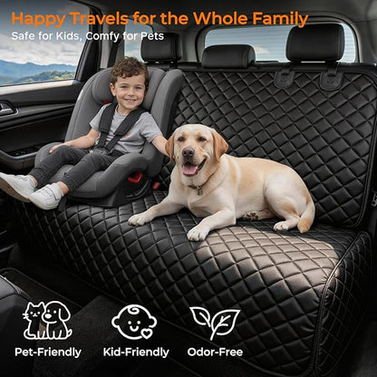 URPOWER Dog Car Seat Cover for Back Seat - Waterproof Non-Slip Car Seat Protector for Dogs Pet, Scratchproof Back Bench Seat Covers for Compact Cars Small SUVs, Black
