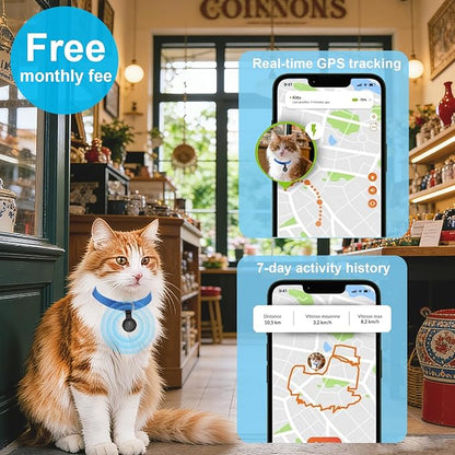 Pet GPS Tracker for Dogs,Smart Mini Location Tractive Collar Trackers for Cats,Works with iOS Find My,No Monthly Fee Subscription,IP67 Waterproof Real-Time Global Tracking Anti-Lost Ultra-Slim