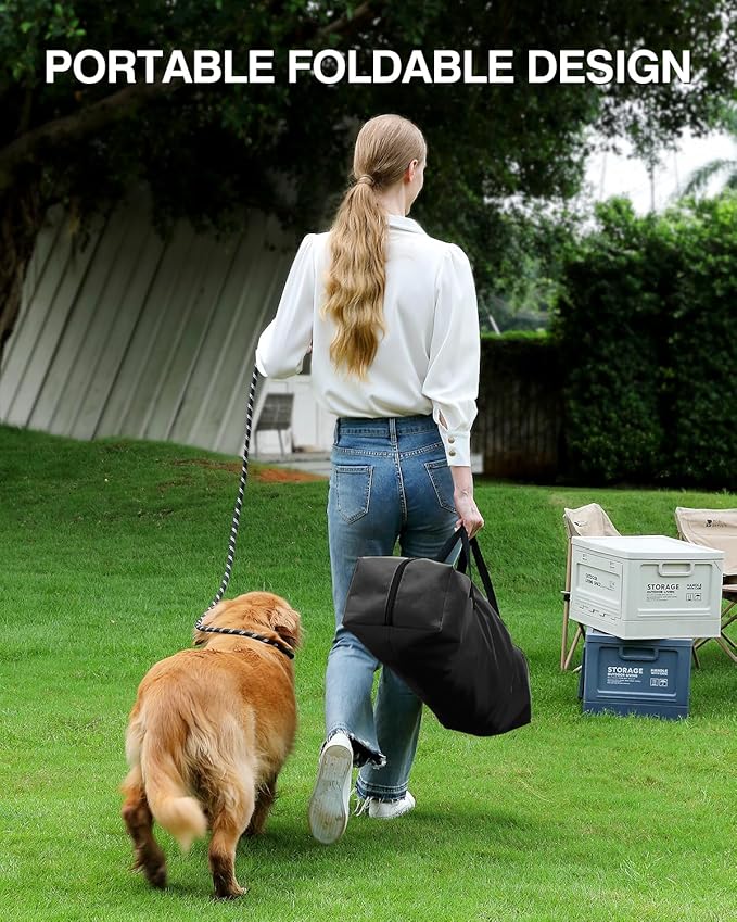 Veraste 30" L x 21" W x 21" H Collapsible Travel Dog Crate, Portable Soft Dog Kennel for Medium Dogs up to 45 lbs, 4-Door Foldable Travel Crate with Durable Mesh & Storage Bag, Black