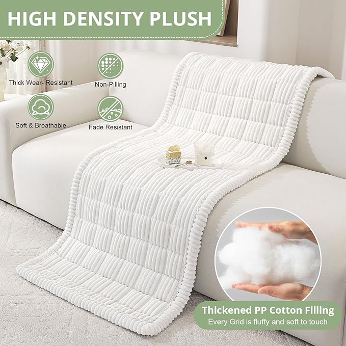 OstepDecor Washable Couch Cover for Dogs, Thick Pet Friendly Sofa Covers, Soft Couch Protector, Paw Cart Sofa Slipcovers, Cushion Protector for Leather, Sectional, Loveseat (27.6" x 27.6", White)