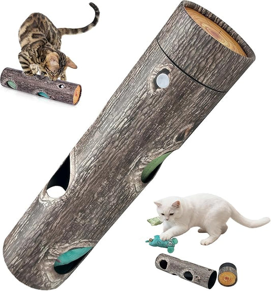 Interactive Cat Toy for Boredom - 6-Hole Roller Box with 3D Pressure-Resistant Paper, Mental Stimulation & Anxiety Relief, Includes Catnip Plush & Bell, Solo Play for Indoor Cats