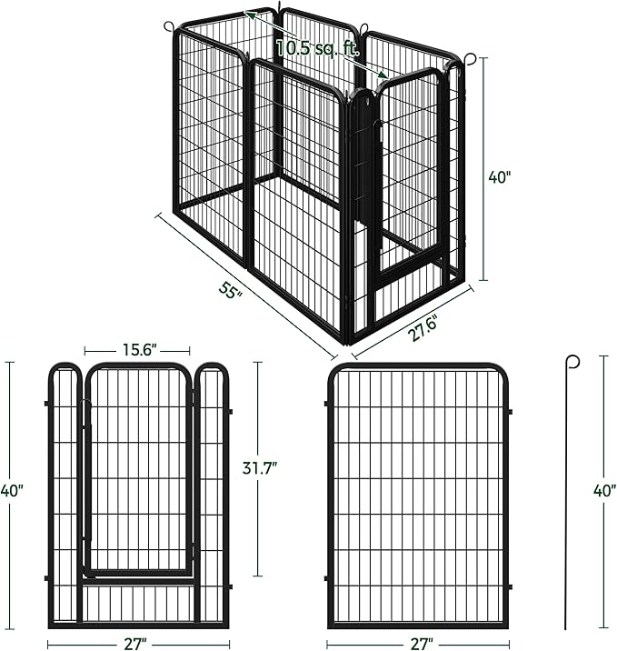 Topeakmart Dog Playpen Outdoor Puppy Exercise Pen Indoor Portable Pet Fence for Yard/RV Camping, 40 Inch 6 Panels