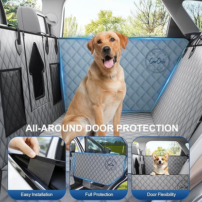 Dog Car Seat Cover for Back Seat - Waterproof Pet Hammock with Embedded Insert Door Protectors, 600D Oxford Scratch-Proof,Belt Opening,Machine Washable for Cars, SUVs,Small - Trucks